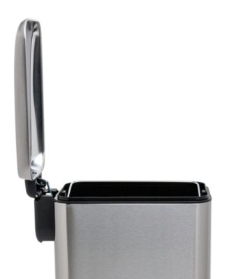 Two 1.3 Gallon Slim Step On Trash Can Set, 2 Pieces, Stainless Steel, Twin Pack