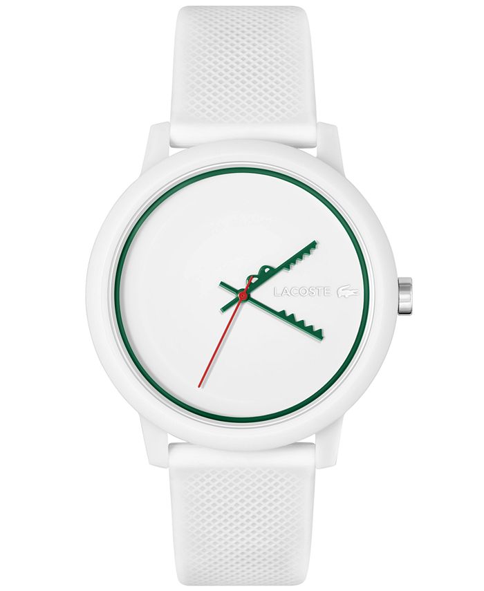 Overgivelse Gør det tungt dart Lacoste Unisex L.12.12 White Silicone Strap Watch 42mm - Macy's