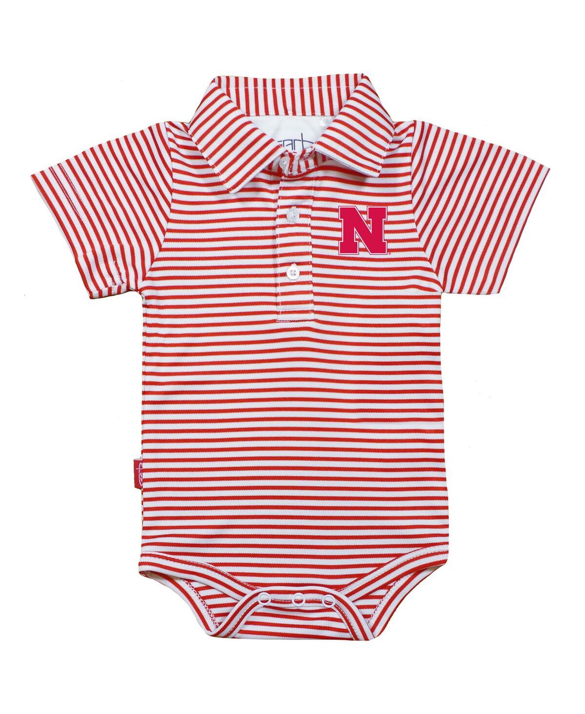 Shop Garb Infant Boys And Girls  Red, White Nebraska Huskers Carson Striped Short Sleeve Bodysuit In Red,white