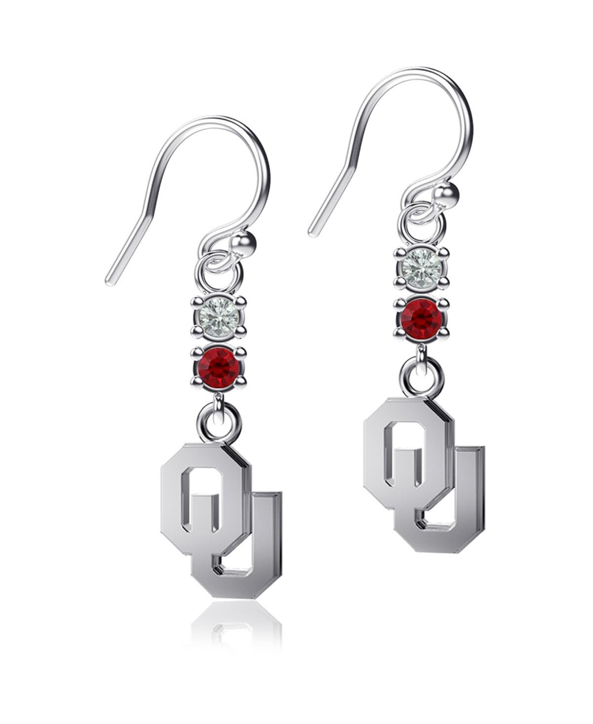 Dayna Designs Women's  Oklahoma Sooners Dangle Crystal Earrings In Silver