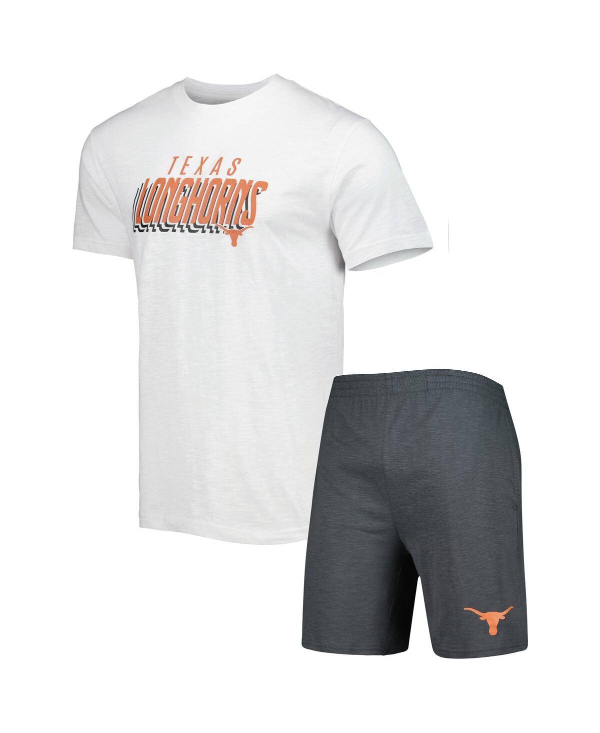 Concepts Sport Men's  Charcoal, White Texas Tech Red Raiders Downfield T-shirt And Shorts Set In Charcoal,white