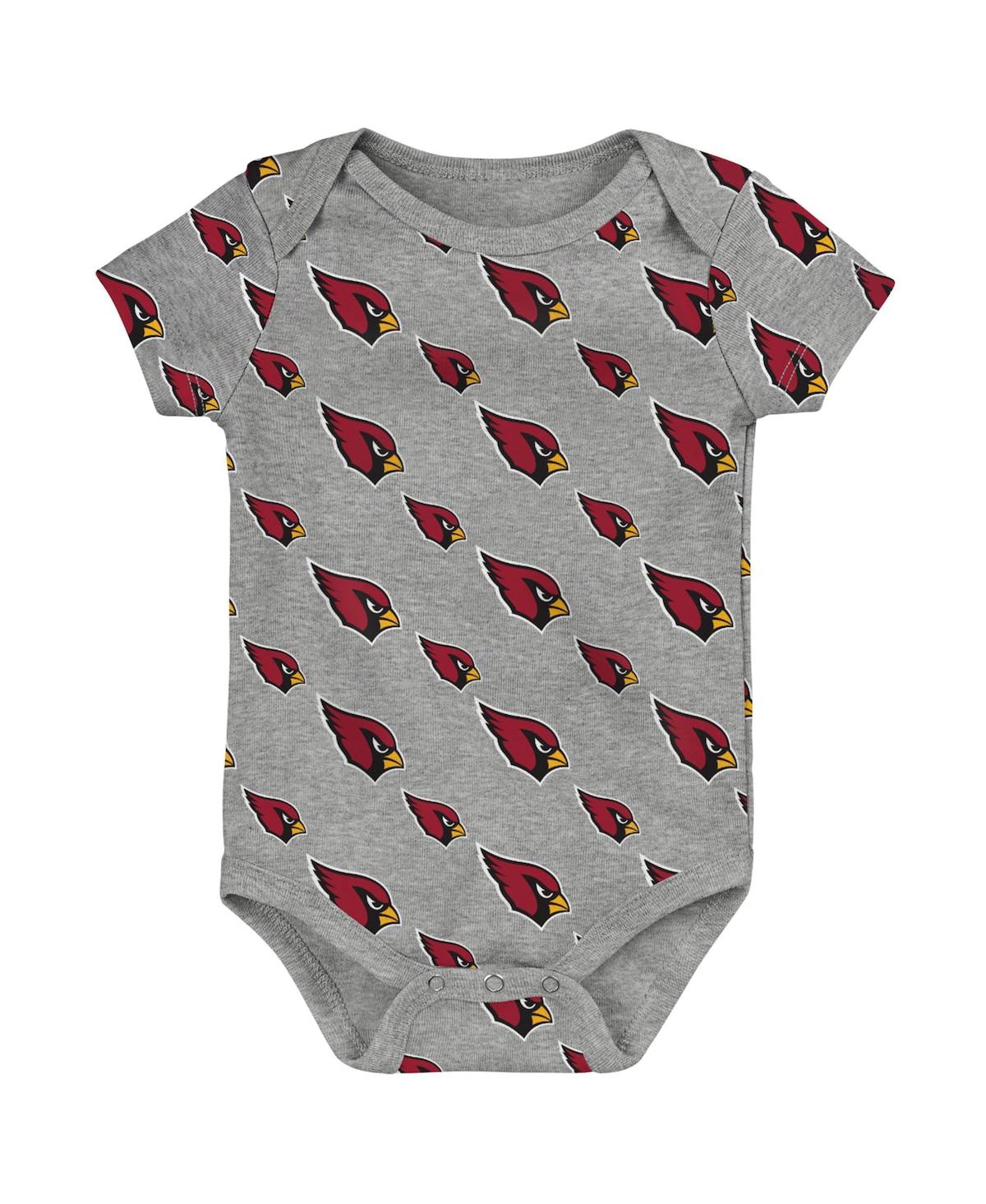 Shop Outerstuff Newborn And Infant Boys And Girls Cardinal, Gray Arizona Cardinals Two-pack Double Up Bodysuit Set In Cardinal,gray