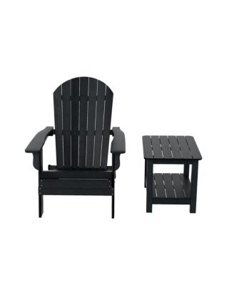 2-Piece Outdoor Folding Adirondack Chair with Side Table Set