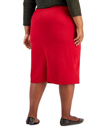 Plus Size Stretch-Crepe Skimmer Pencil Skirt