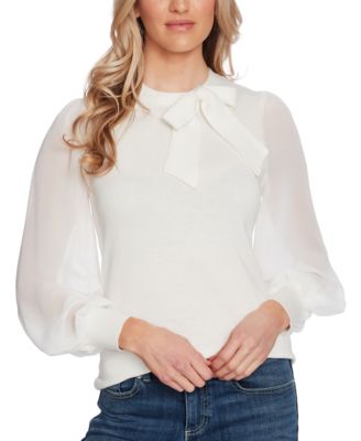 CeCe - Mixed-Media Bow Sweater