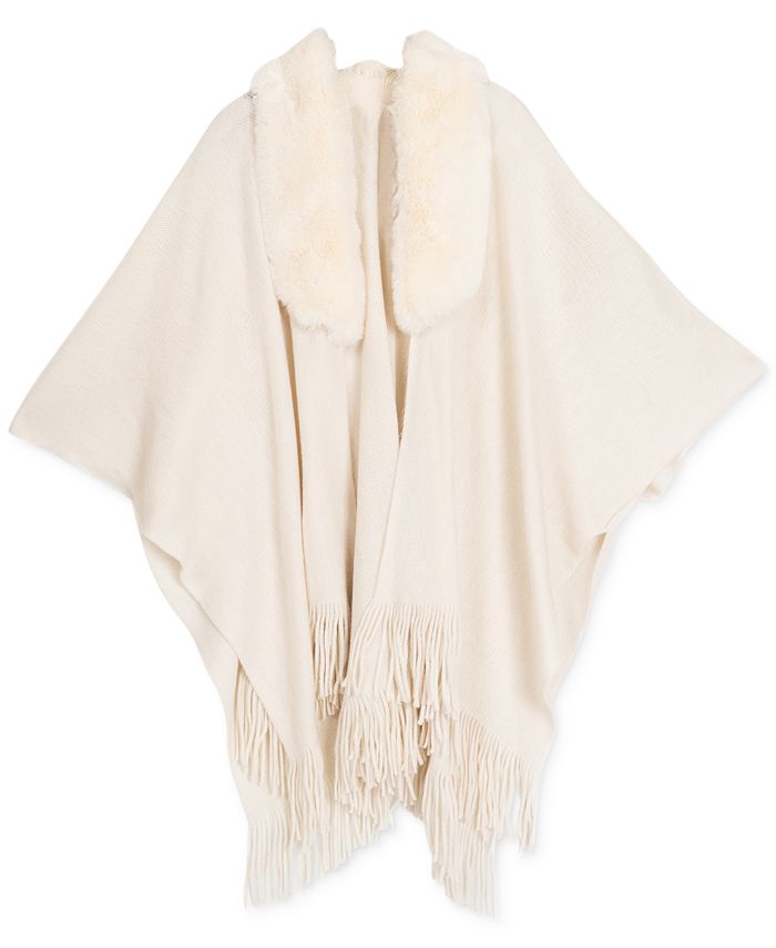 I.N.C. International Concepts Women's FauxFurCollar Cape Sweater