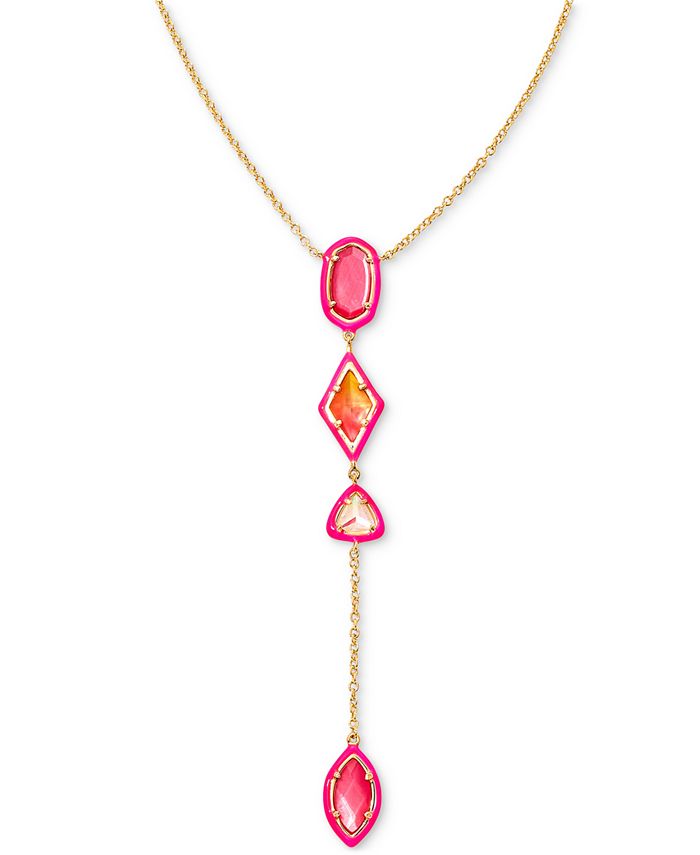 Kendra Scott 14k Gold-Plated Color-Framed Stone 21 Adjustable Lariat  Necklace - Macy's
