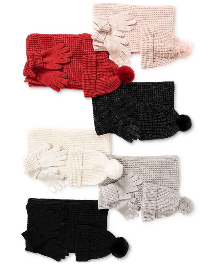 Style & Co Women's FauxFur Pom Pom WaffleKnit Beanie, Created for