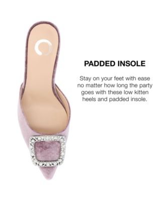 Women's Rishie Ornamented Kitten Heel Velvet Mules