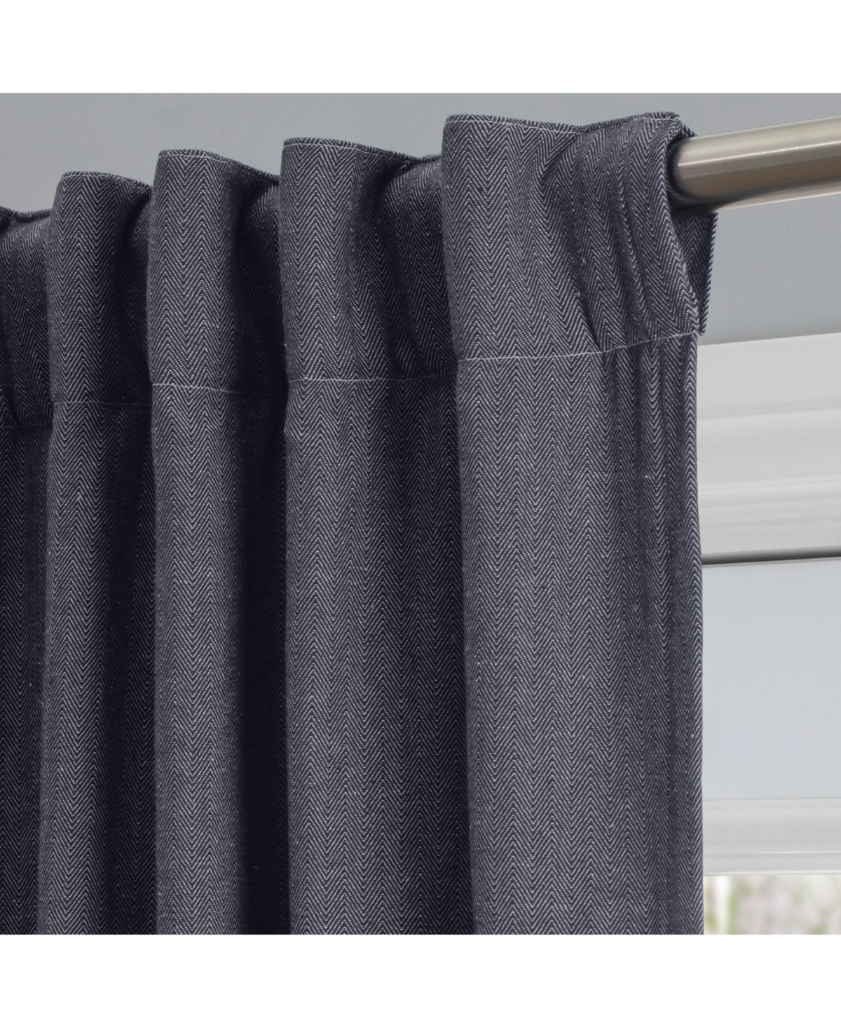 Ricardo Chevron 80C/20P Sustainable Unlined Rod Pocket w/Back Tabs Curtain Panel 48"W x 54"L