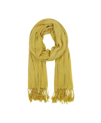 Women's Lightweight Slub Rainbow Striped Fringe Scarf