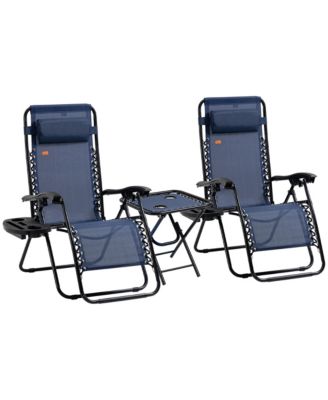 Zero Gravity Chair Set with Folding Table & Cup Holder Trays,