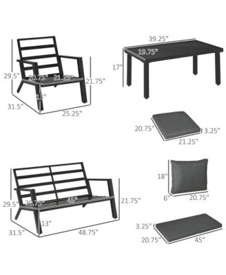 4pc Outdoor Furniture Set, Sofa, 2 Chairs, Table, Cushions,