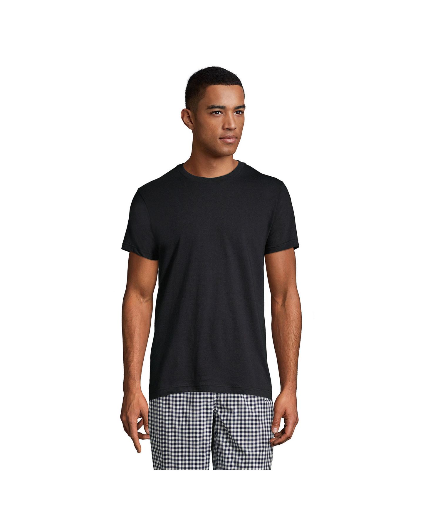 Бельё Undershirt для мужчин, круглый вырез, 3 шт. — Lands' End, цвет: Чёрный — фото 6