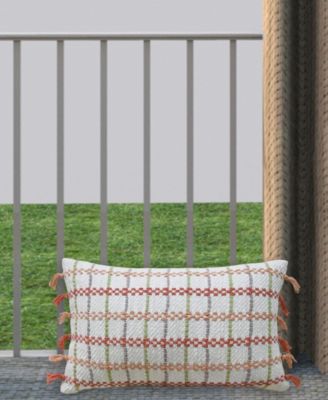 Linden Street Handwoven Knotted Edging Decorative Pillow, 14" x 24"