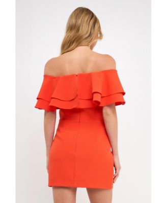 Women's Ruffled Off Shoulder Mini Dress