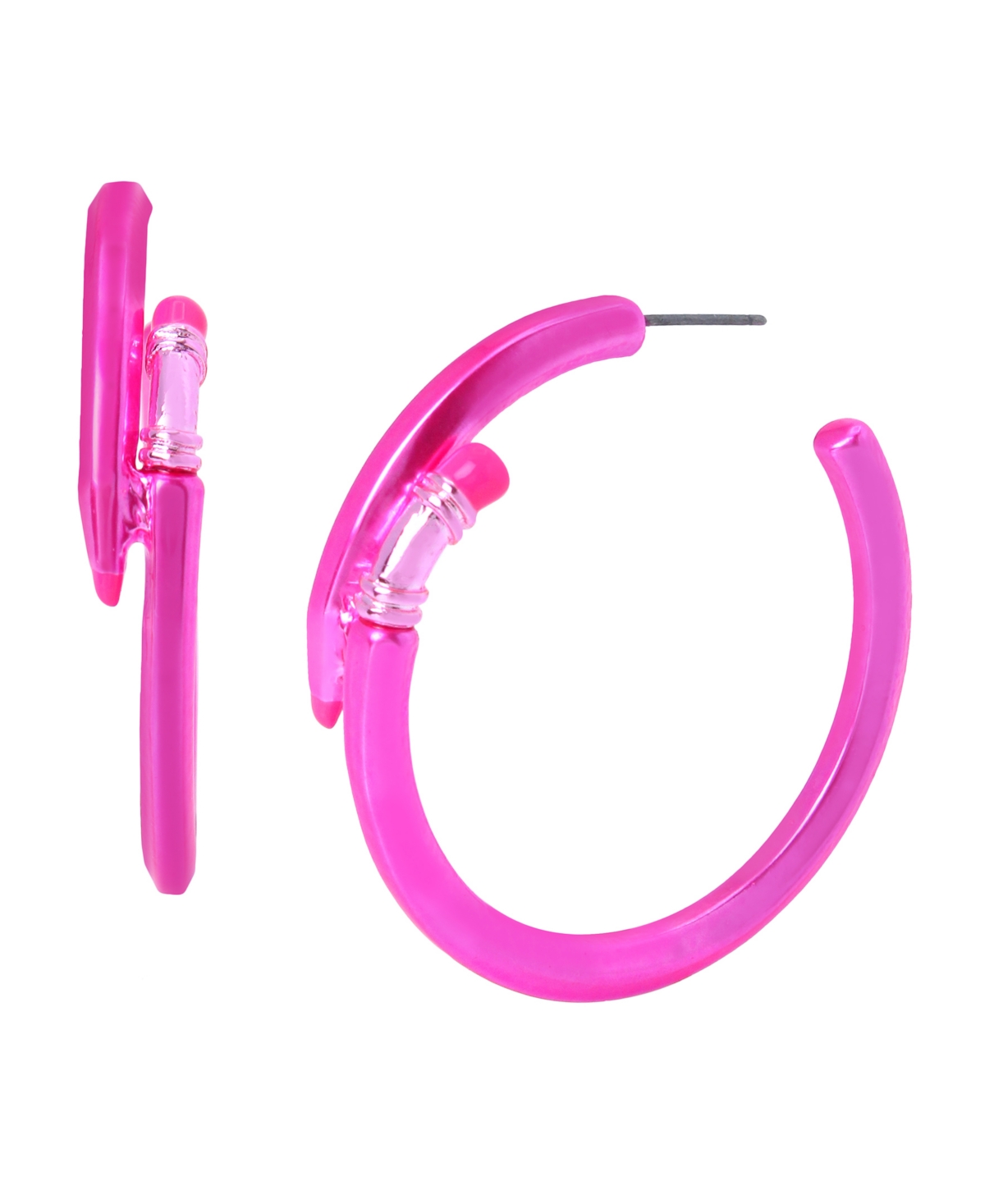 Pink Pencil Hoop Earrings - Pink