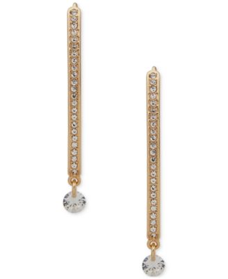DKNY - Gold-Tone Crystal Charm Pav&eacute; Linear Drop Earrings