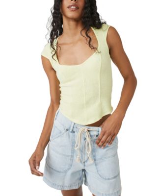 Free People - Women's Boss Babe Ribbed-Knit Corset Tank Top