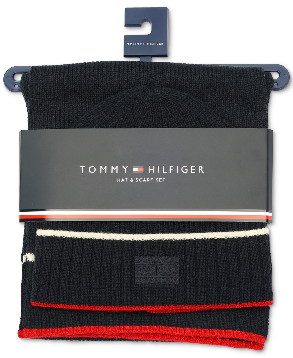 TOMMY HILFIGER MEN'S TIPPED BEANIE & SCARF SET 