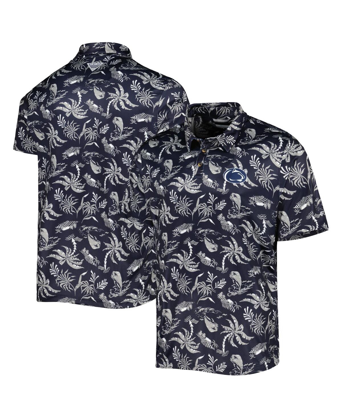 Men's Columbia Navy Penn State Nittany Lions Super Terminal Tackle Omni-Shade Polo Shirt - Navy