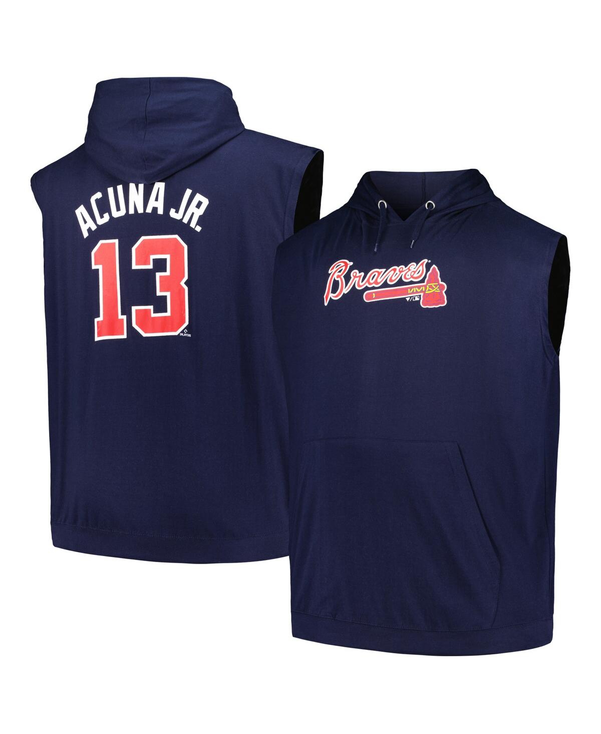 Fanatics Men's Branded Ronald Acuna Jr. Navy Atlanta Braves Name And Number  Muscle Big And Tall Tank