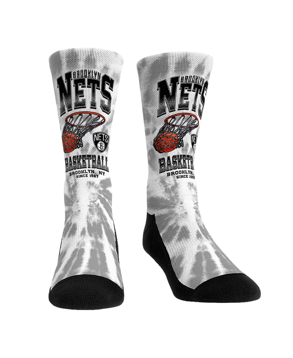 Rock 'em Men's And Women's  Socks Brooklyn Nets Vintage-like Hoop Crew Socks In Multi