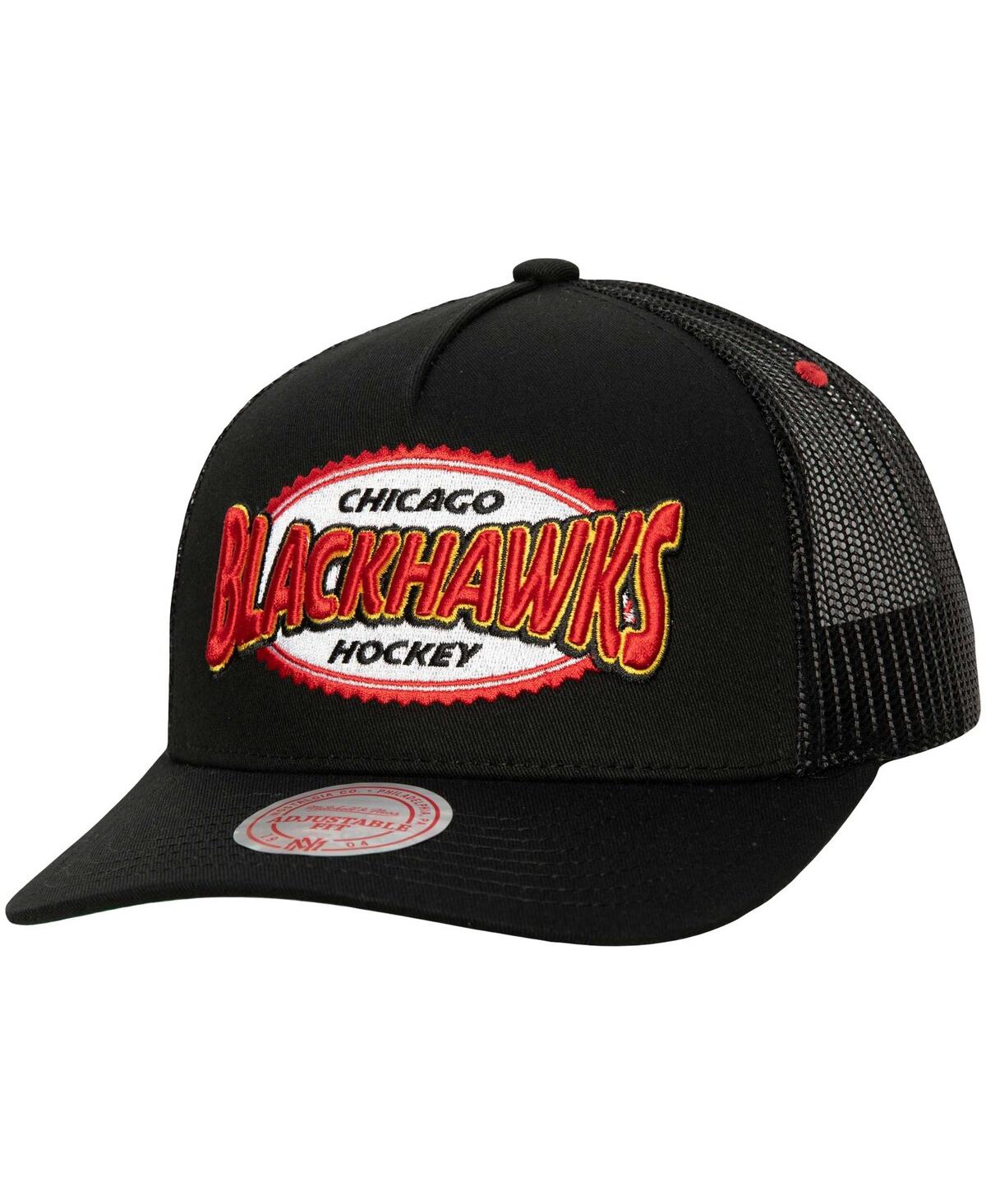 Mitchell & Ness Men's  Black Chicago Blackhawks Team Seal Trucker Snapback Hat