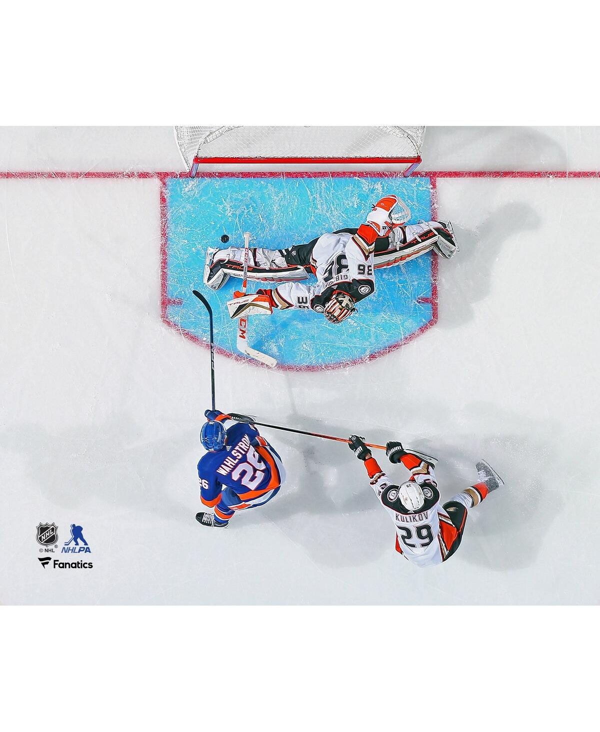 Fanatics Authentic Oliver Wahlstrom New York Islanders Unsigned Makes A Shot In Goal Photograph In Multi