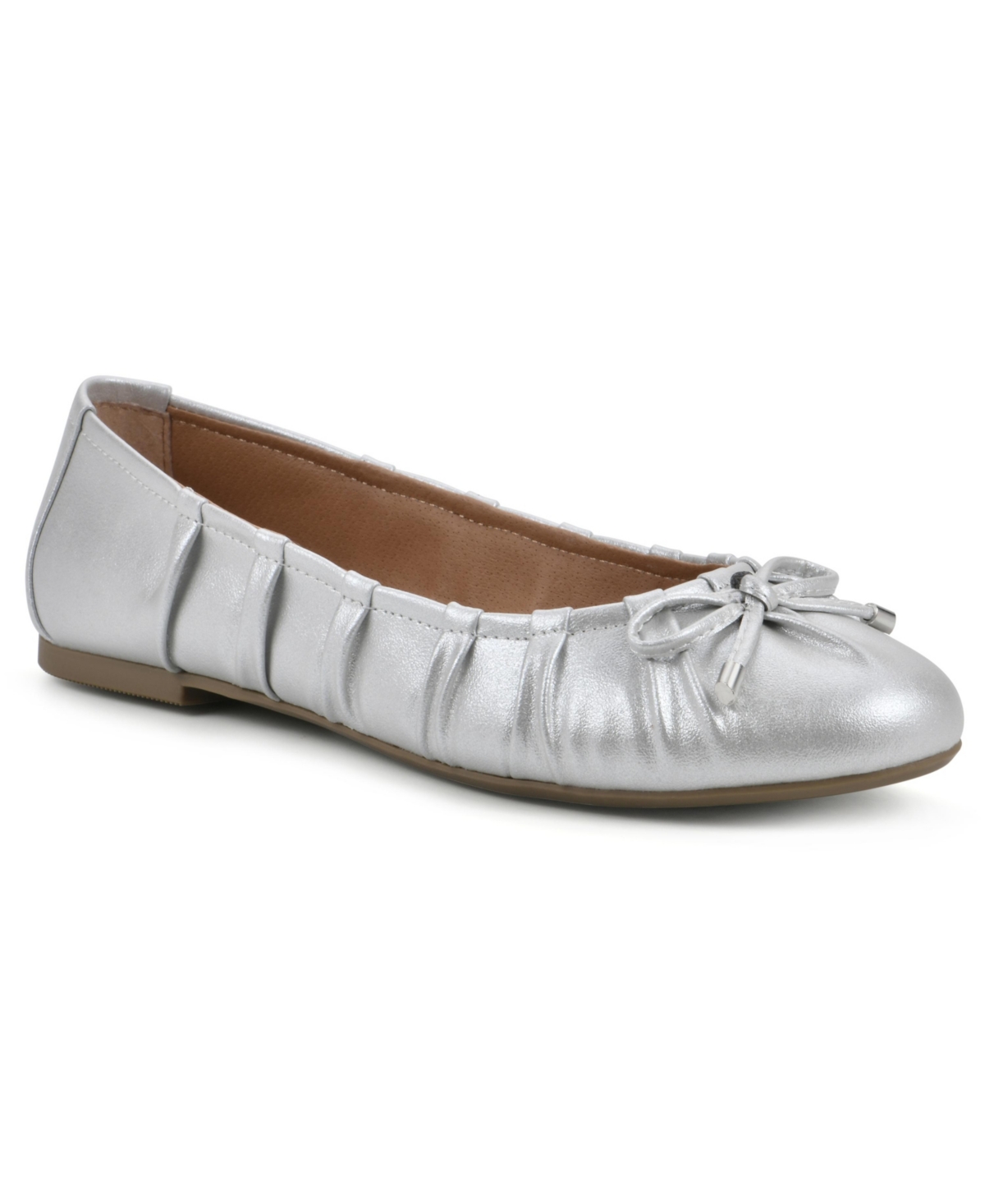 White Mountain Women's Sakari Ballet Flat Women's Shoes In Silver Metallic