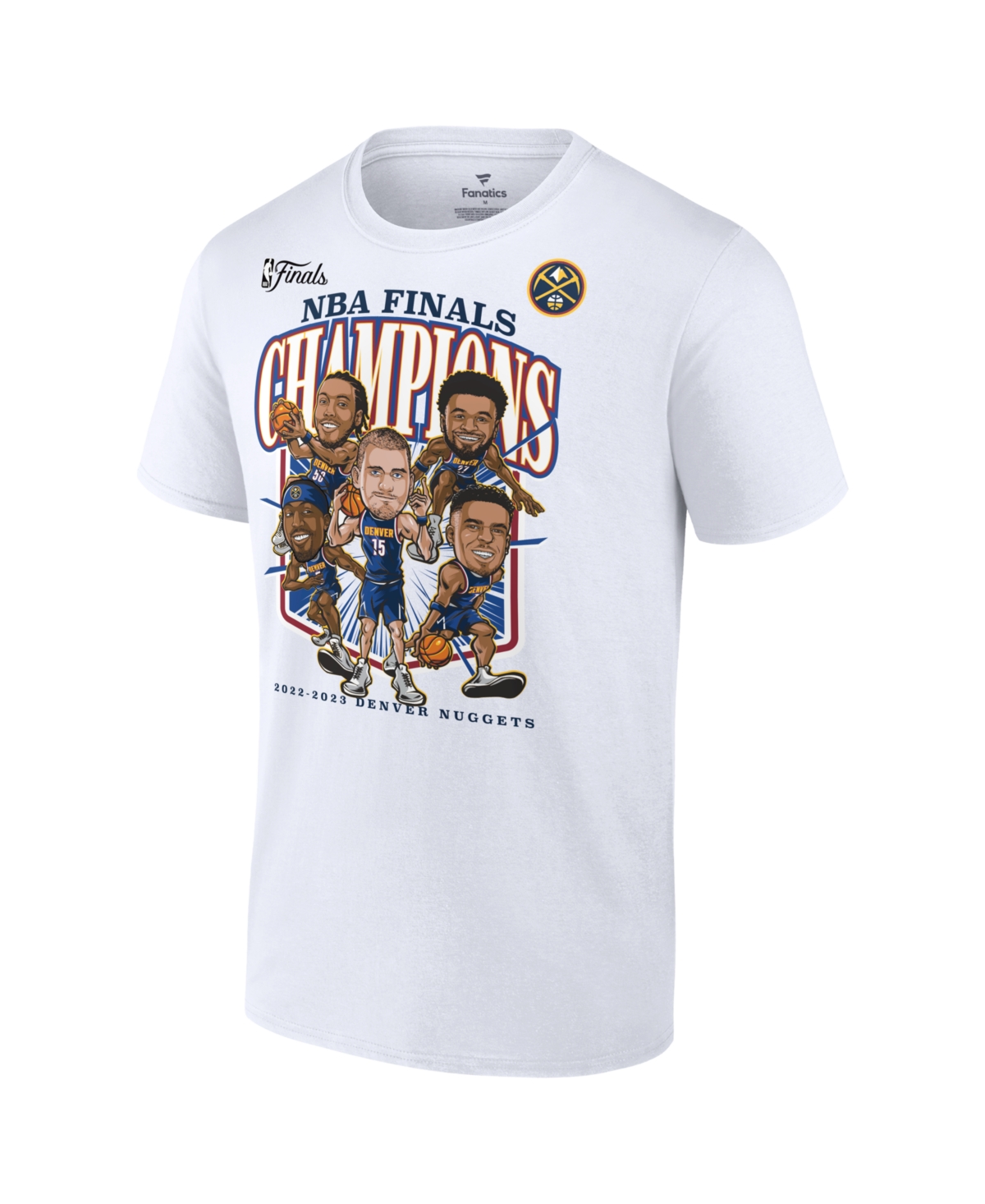 Men's FanaticsDenver Nuggets 2023 Nba Finals Champions Windmill Team Caricature T-shirt - White