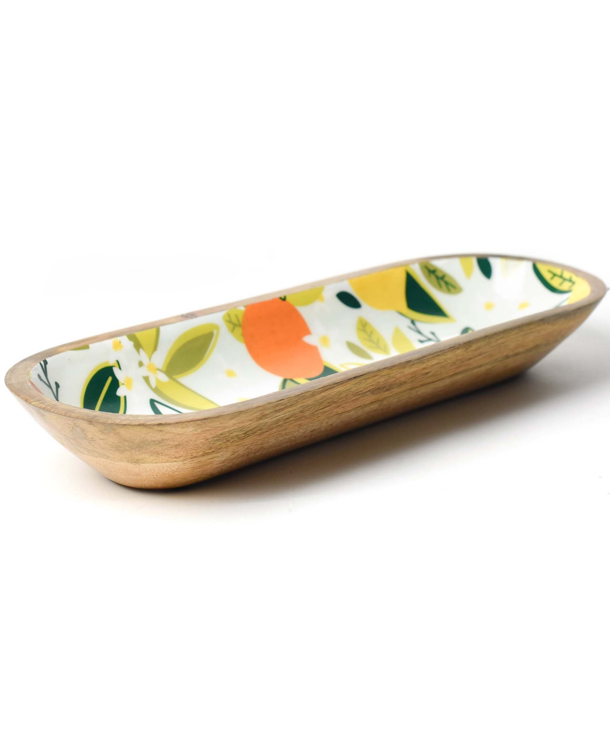 Coton Colors Citrus Print Wood Dough Bowl 16'', Service For 1 In Multi
