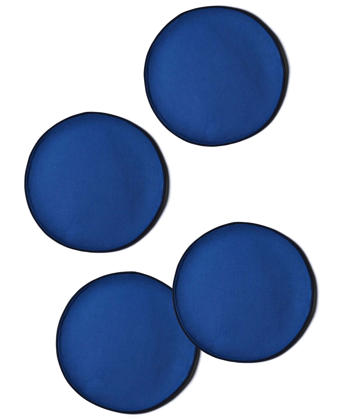 Coton Colors Block Round Placemat Set Of 4, Service For 4 In Navy
