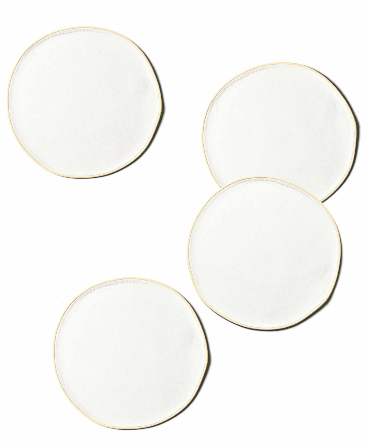 Coton Colors Block Round Placemat Set Of 4, Service For 4 In Ecru
