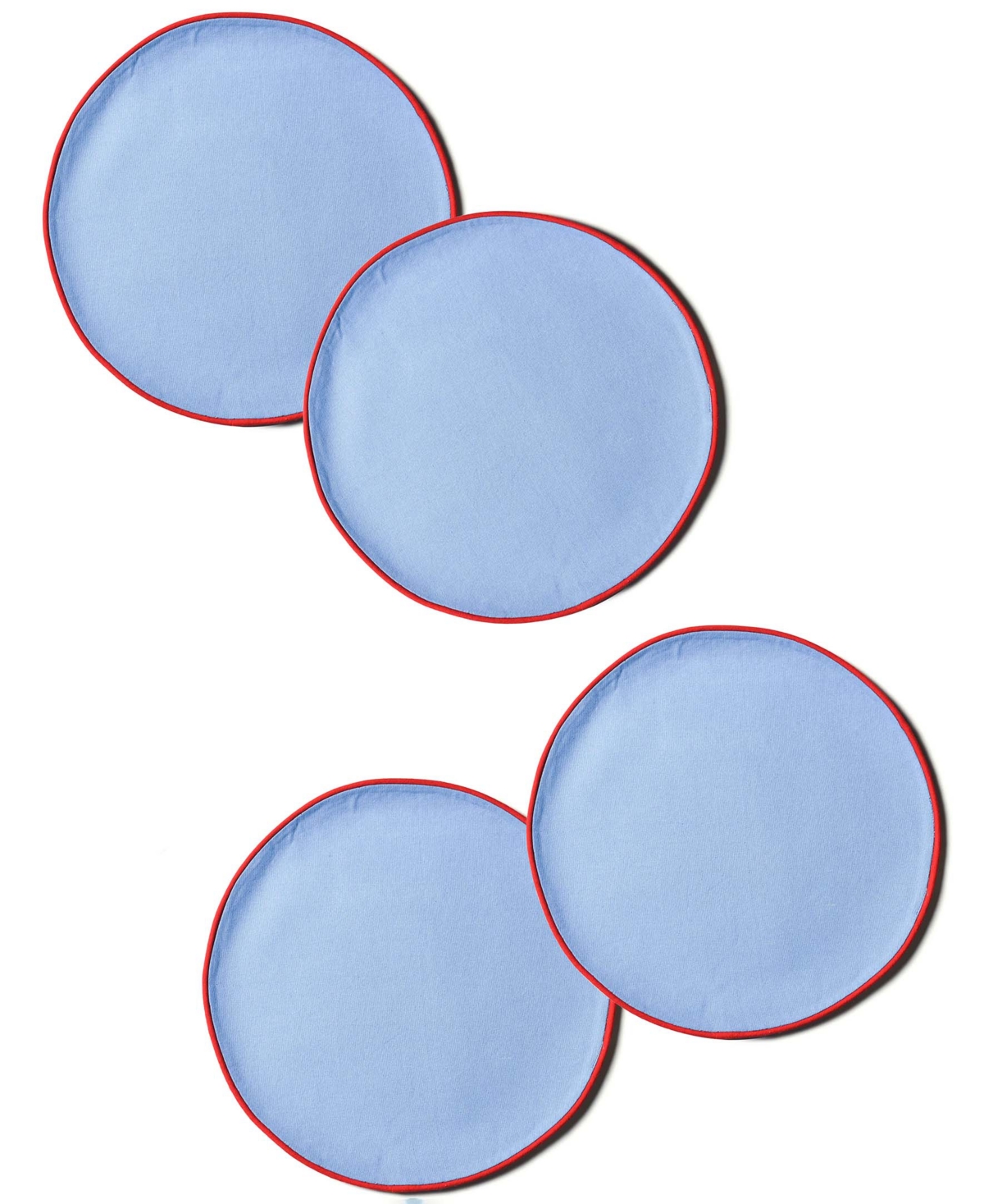 Coton Colors Block Round Placemat Set Of 4, Service For 4 In French Blue