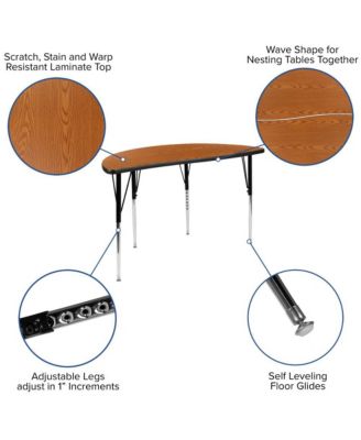 2 Piece 47.5" Circle Wave Collaborative Adjustable Activity Table Set