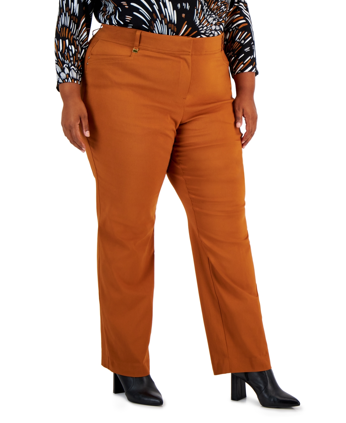 Jm Collection Plus & Petite Plus Size Tummy Control Curvy-fit Pants,  Created For Macy's In Caramel Cafe
