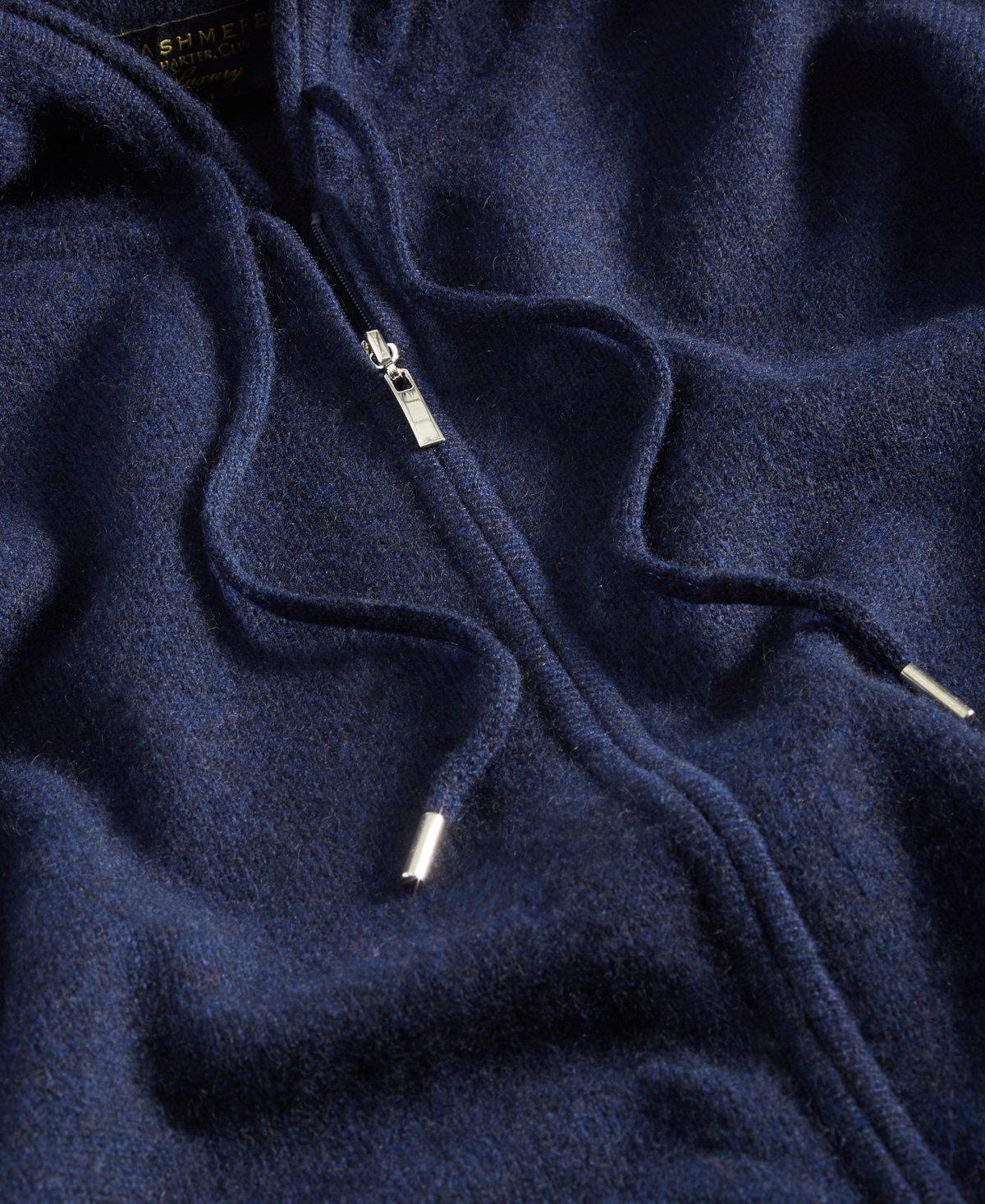 Charter Club Womens Zipper Cashmere Zip Hoodie In Admiral Navy