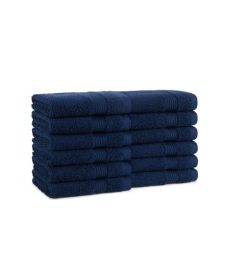 Host and Home Washcloths (12 Pack), Solid Color Options, 13x13 in, Double Stitched Edges, 600 GSM, Soft Ringspun Cotton, Stylish Striped Dobby Border