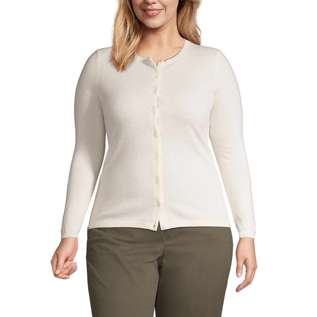 Plus Size Cashmere Cardigan Sweater - Fresh ivory