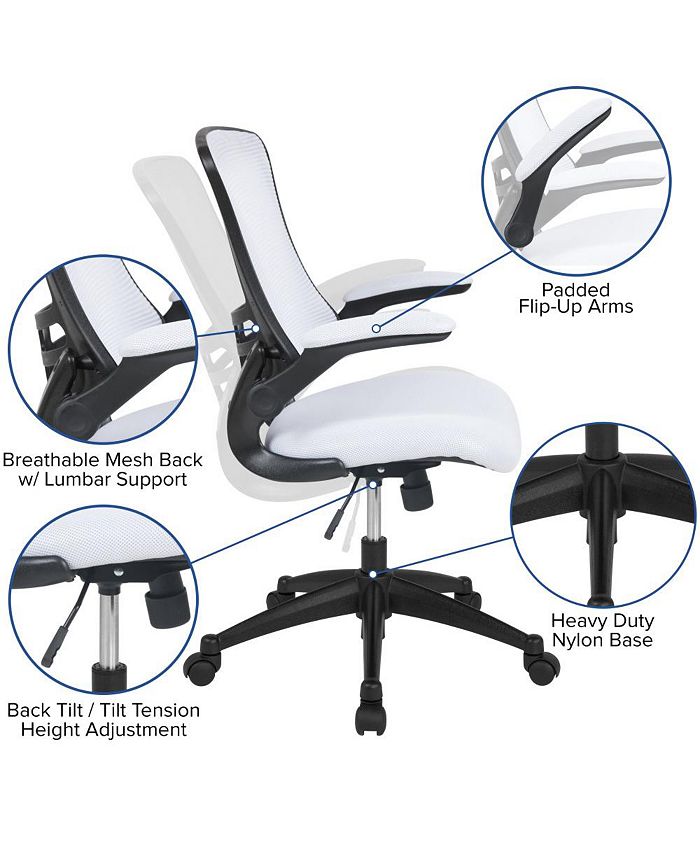 EMMA+OLIVER Mid-Back Mesh Swivel Ergonomic Task Office Chair With Flip ...