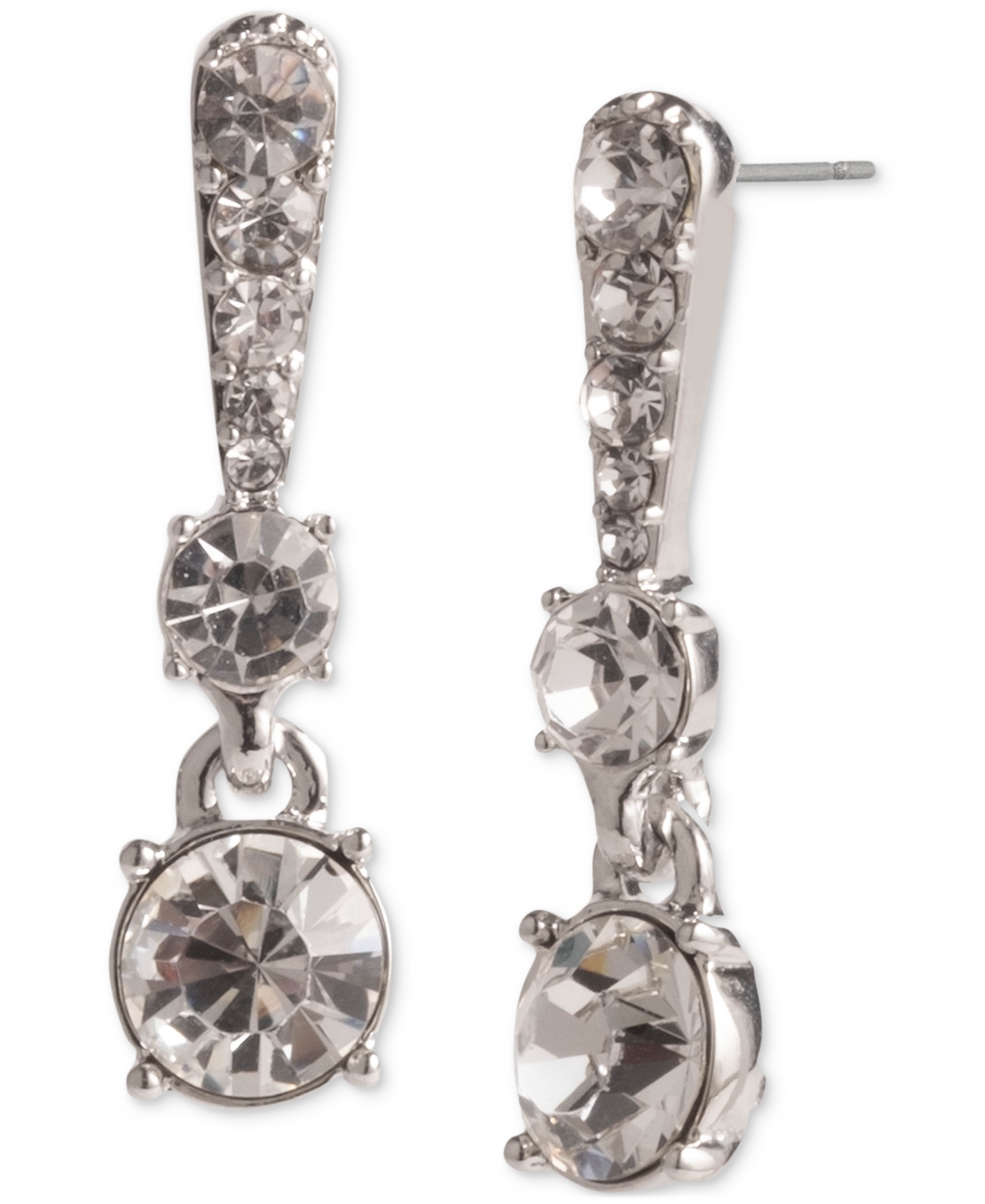 Givenchy Silver-tone Crystal Pave Small Drop Earrings