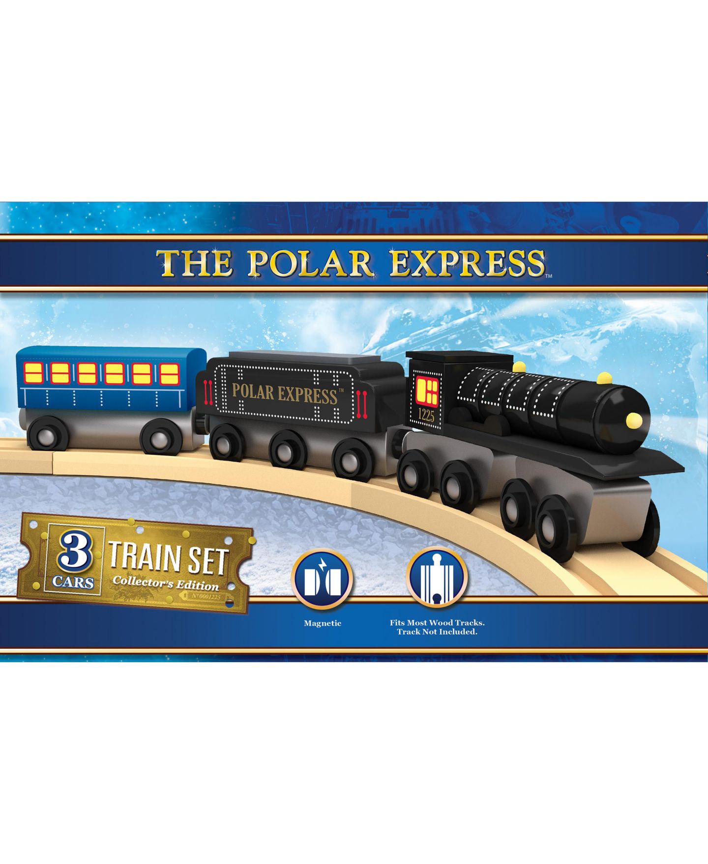 Детские игрушки Masterpieces The Polar Express Magnetic 3-Piece Wooden Train Set, цвет: Разноцветный — фото 4