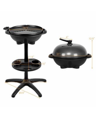 Electric BBQ Grill 1350W Non-stick 4 Temperature Setting Outdoor