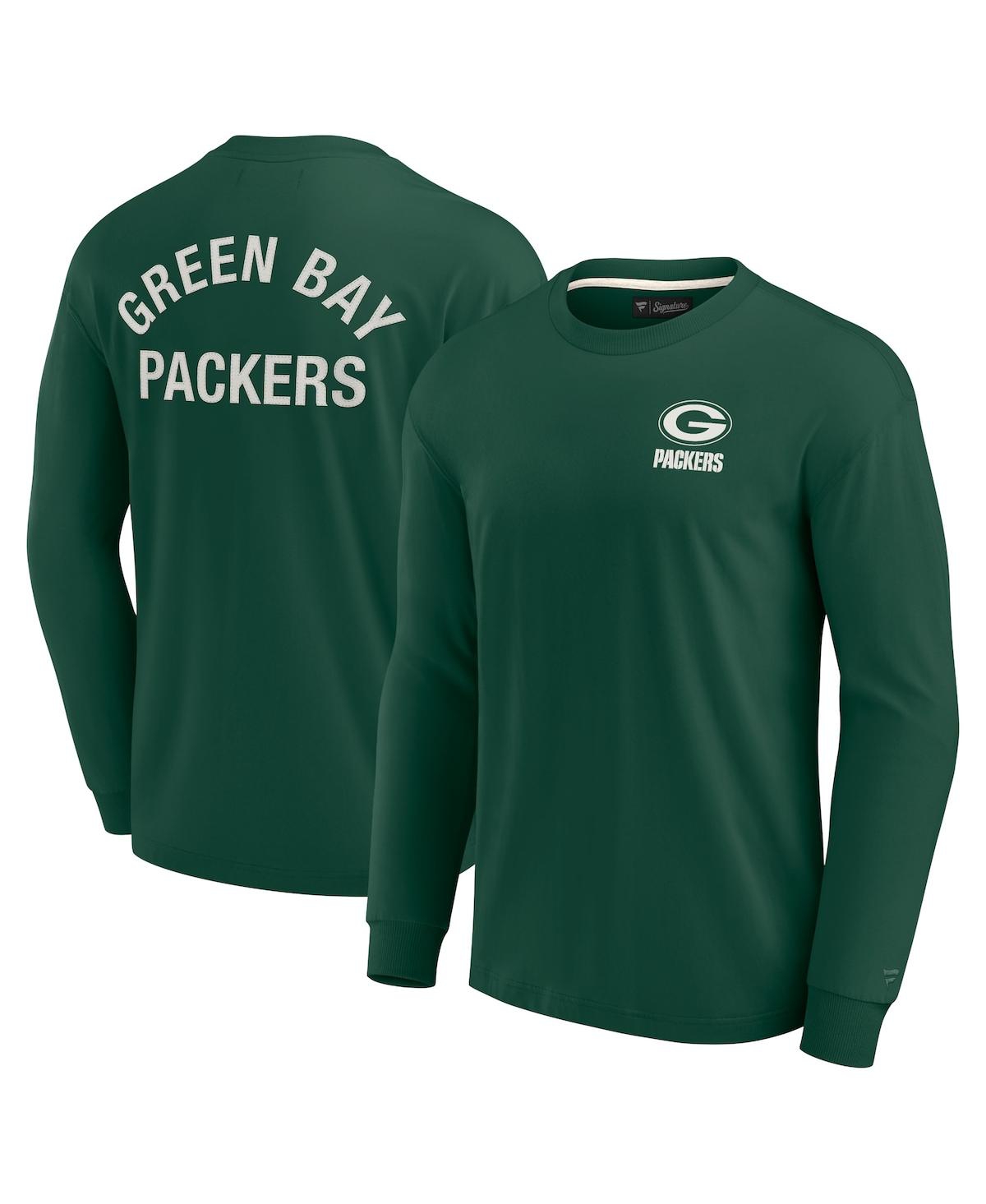 Shop Fanatics Signature Men's And Women's  Green Green Bay Packers Super Soft Long Sleeve T-shirt