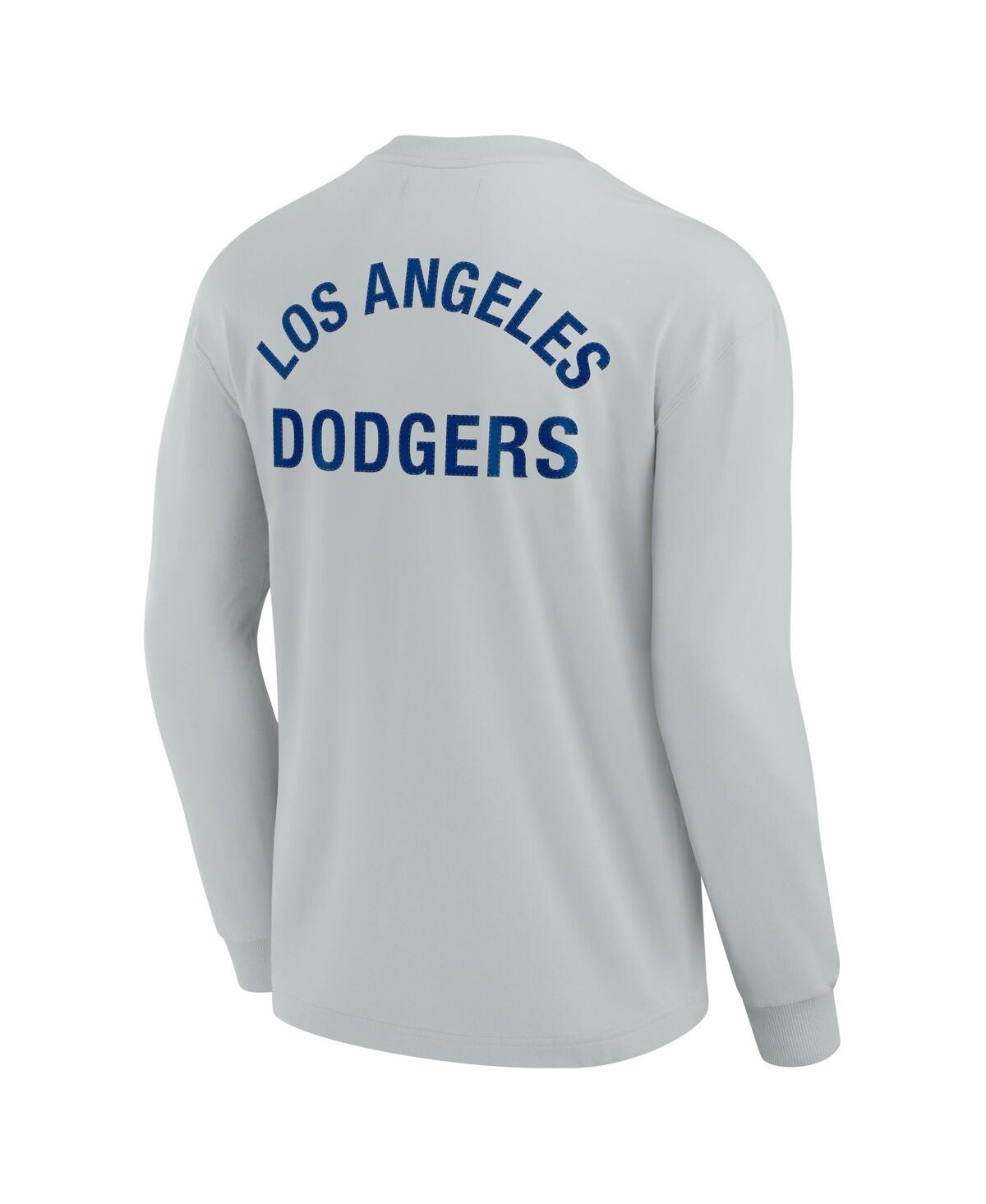 Fanatics Signature Men's And Women's  Gray Los Angeles Dodgers Super Soft Long Sleeve T-shirt In Gray