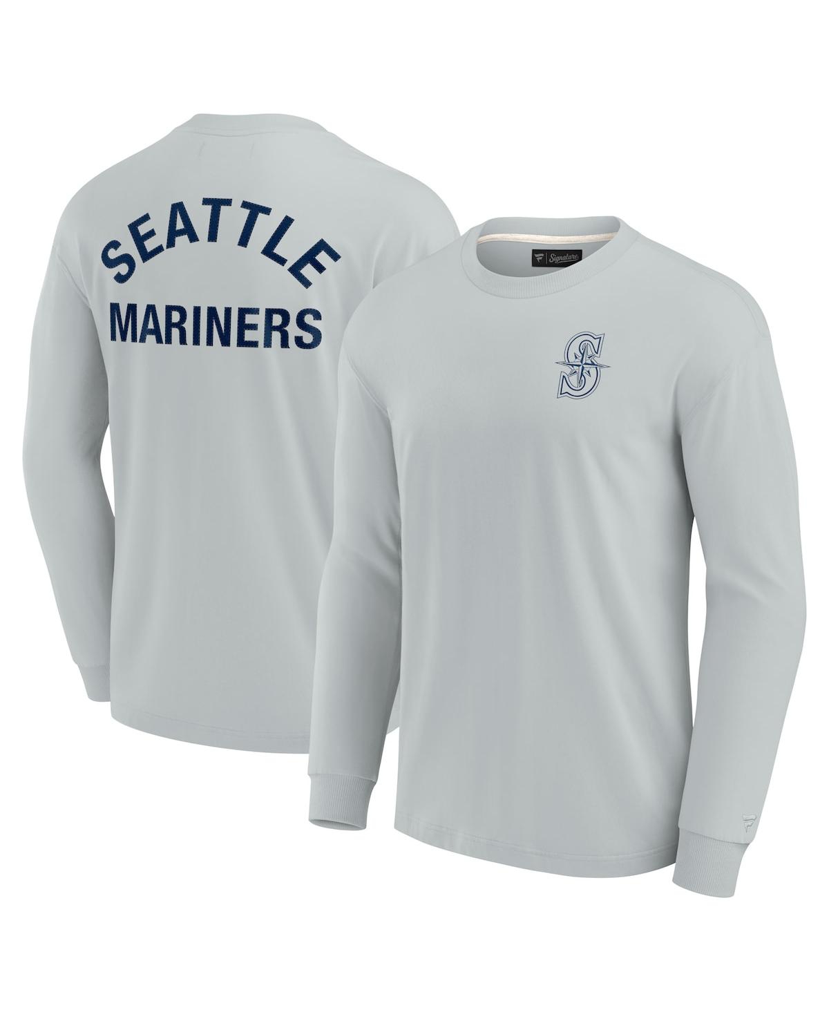 Shop Fanatics Signature Men's And Women's  Gray Seattle Mariners Super Soft Long Sleeve T-shirt
