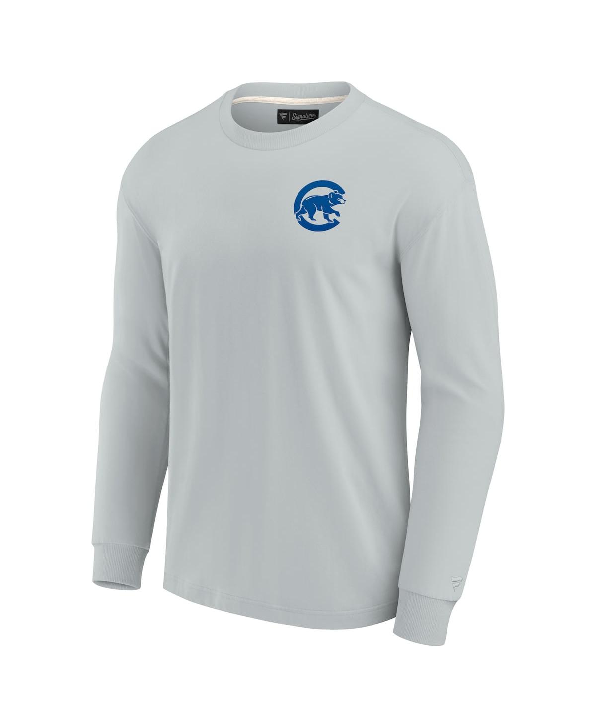 Shop Fanatics Signature Men's And Women's  Gray Chicago Cubs Super Soft Long Sleeve T-shirt