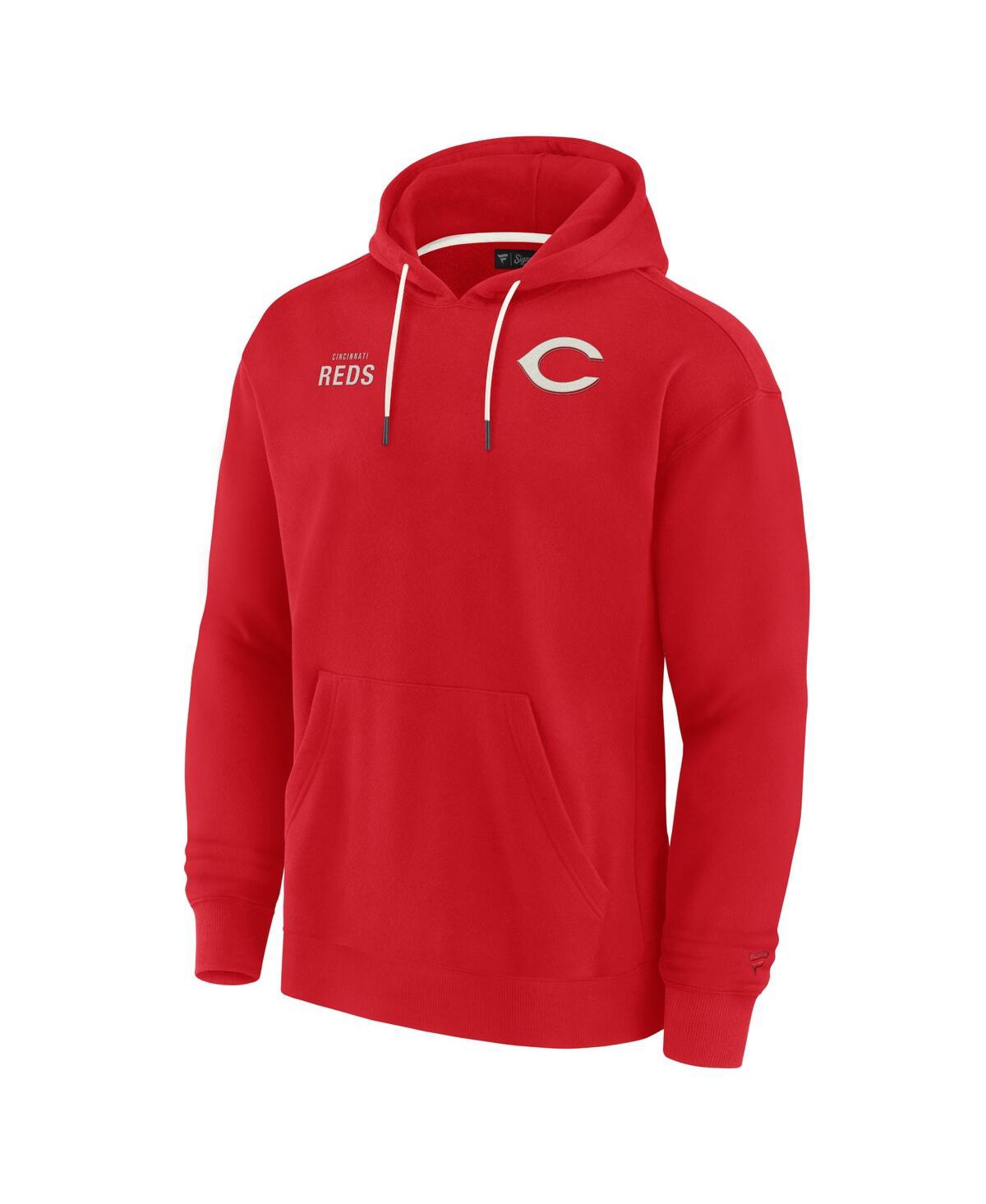 Shop Fanatics Signature Men's And Women's  Red Cincinnati Reds Super Soft Fleece Pullover Hoodie