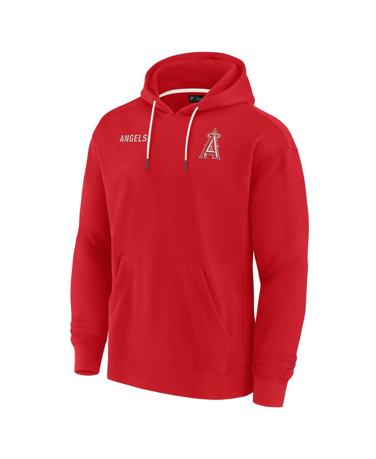 Shop Fanatics Signature Men's And Women's  Red Los Angeles Angels Super Soft Fleece Pullover Hoodie